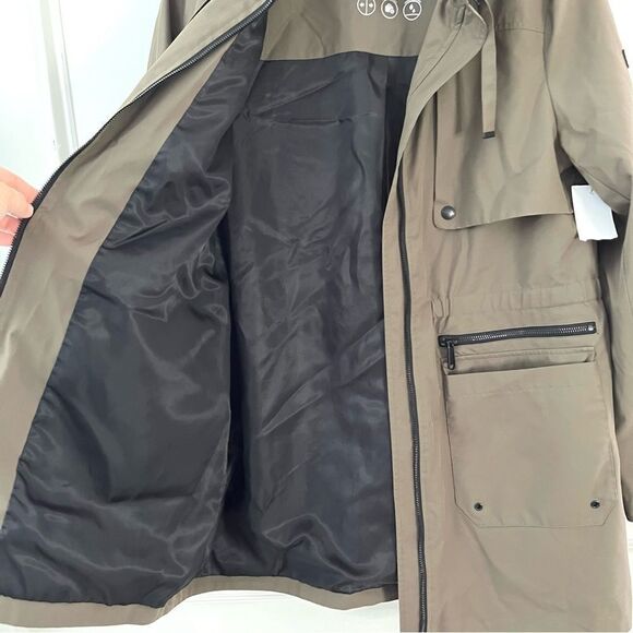 Sam Edelman Stretch Hooded Transitional Jacket OLIVE Women’s Size Small, NWT - Picture 3 of 10